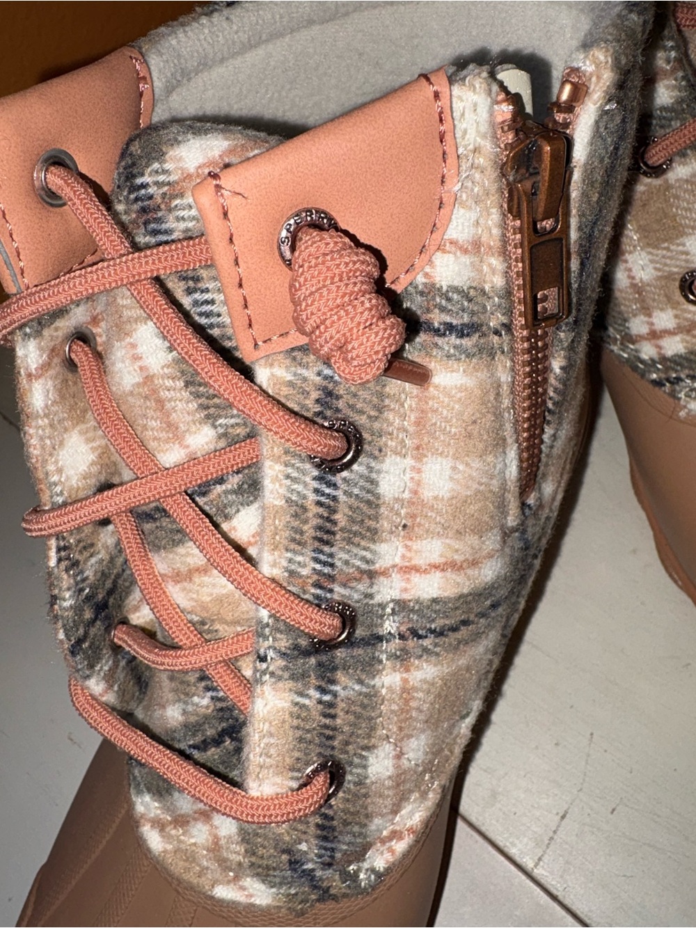 Sperry saltwater plaid duck boots - Cream/Light Tan - Picture 4 of 7